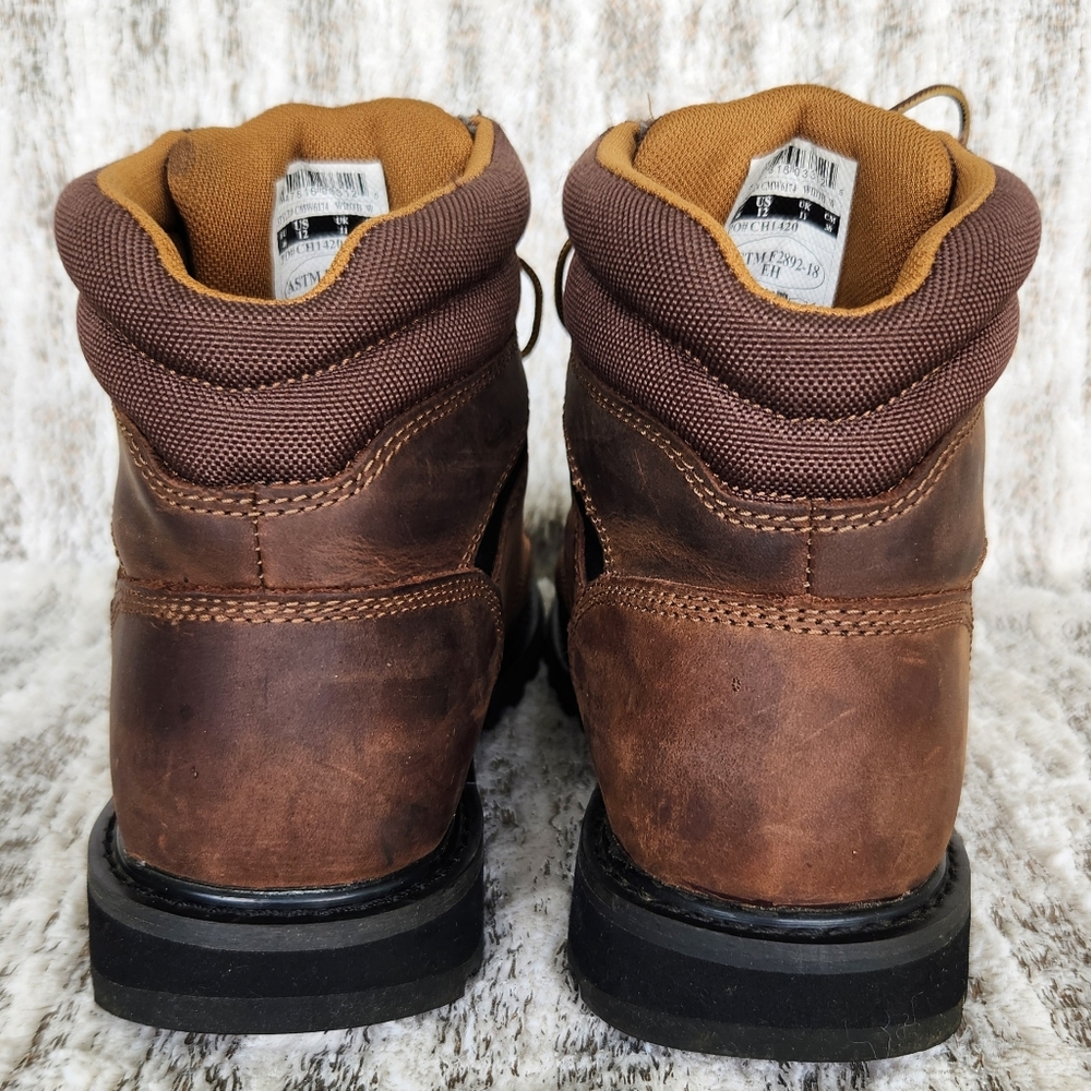 Carhartt "6-inch Soft Toe Work Boot" Oiled Leather Lace Up Brown, Men's Size 12W - Picture 5 of 13